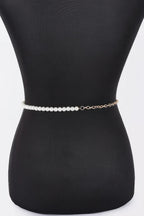 Layered Faux Pearl Flower Ribbon Belt | Mixtshop LLC