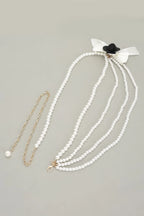 Layered Faux Pearl Flower Ribbon Belt | Mixtshop LLC