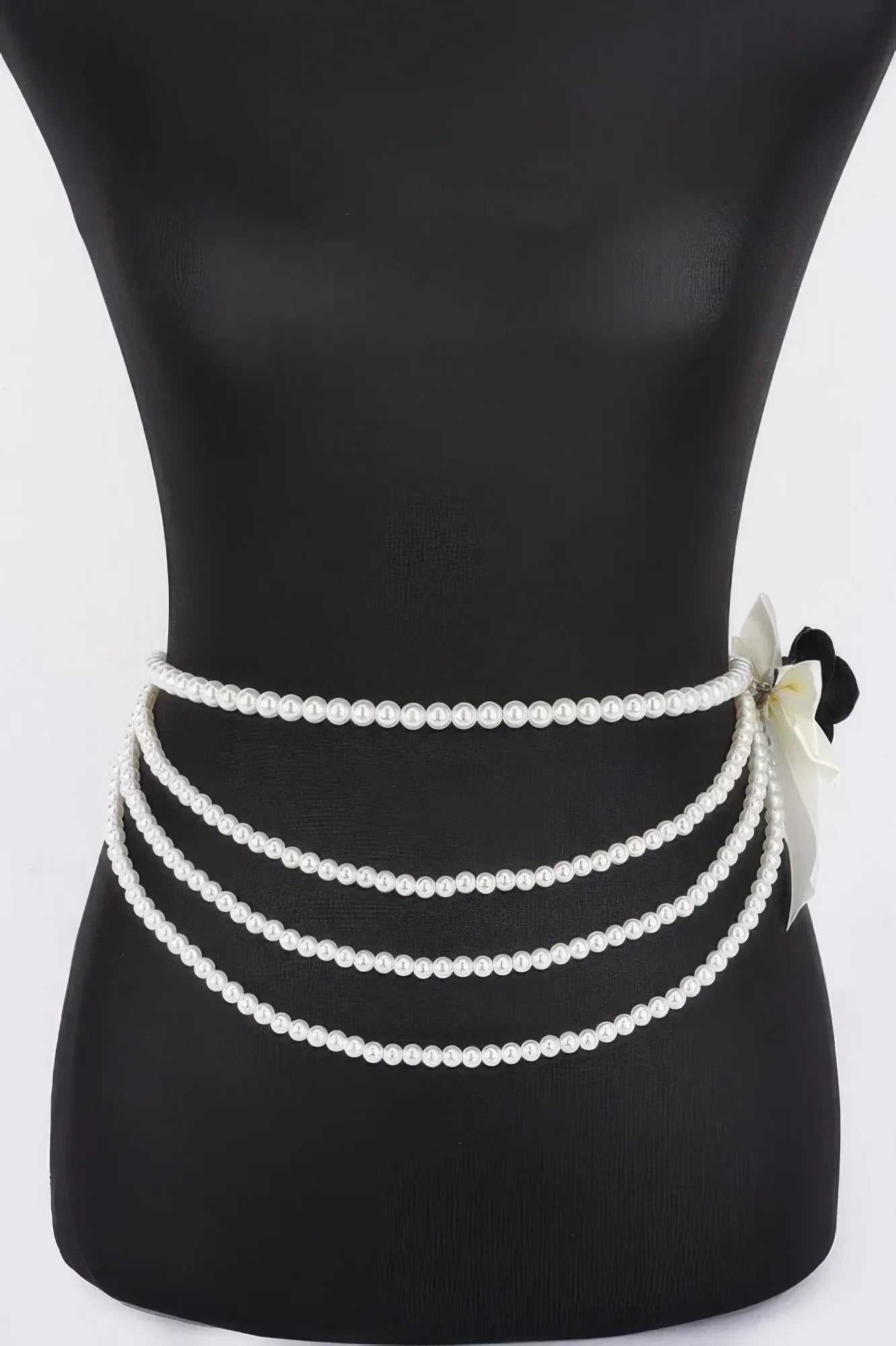Layered Faux Pearl Flower Ribbon Belt | Mixtshop LLC