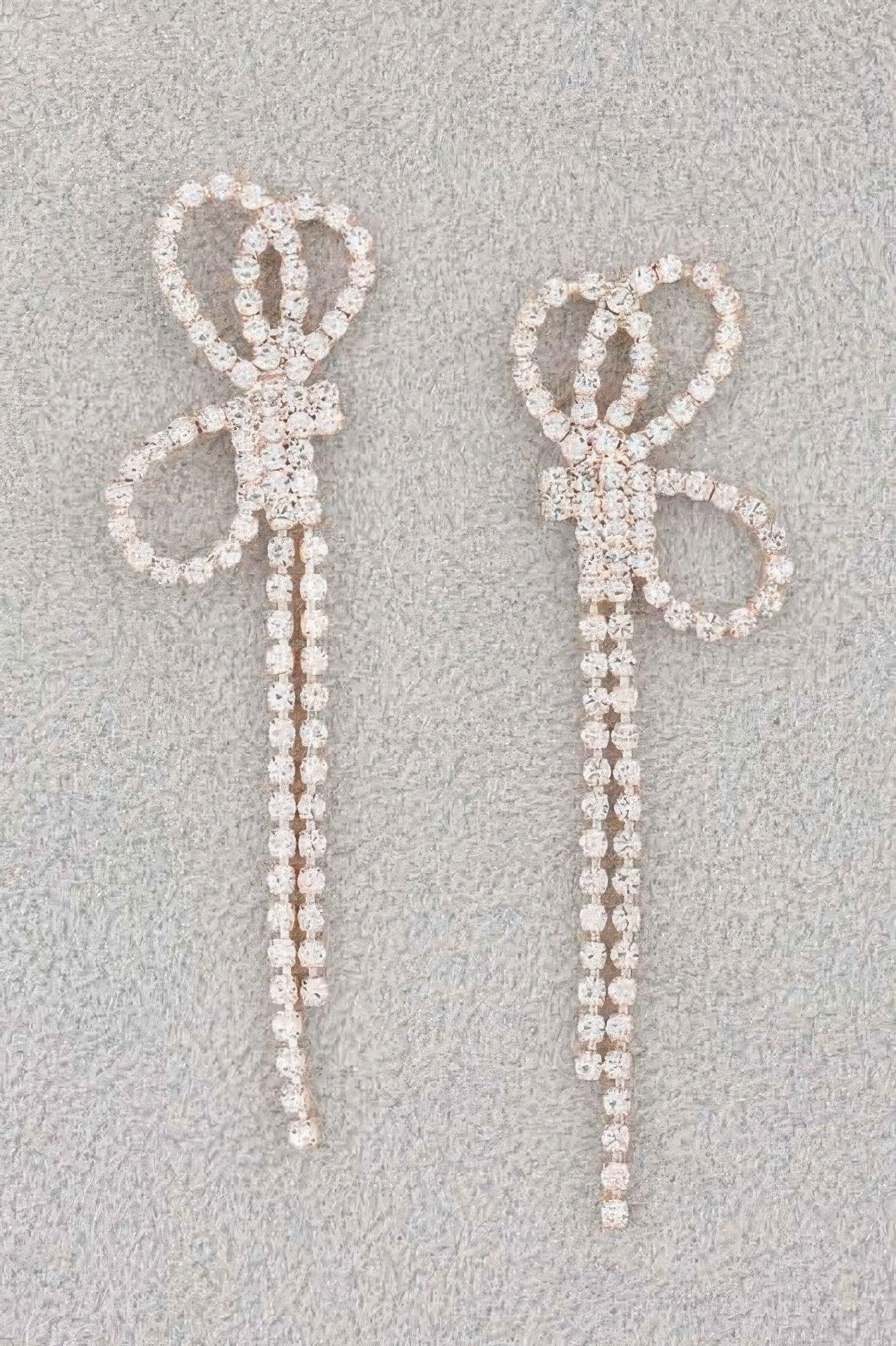 Rhinestone Ribbon Earrings | Mixtshop LLC Main image