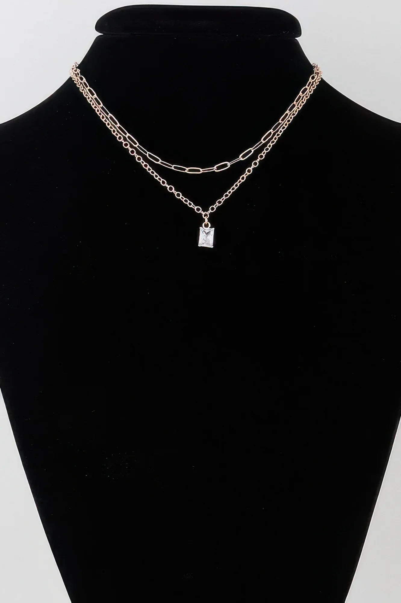 Double Cubic Crystal Chain Necklace | Mixtshop LLC