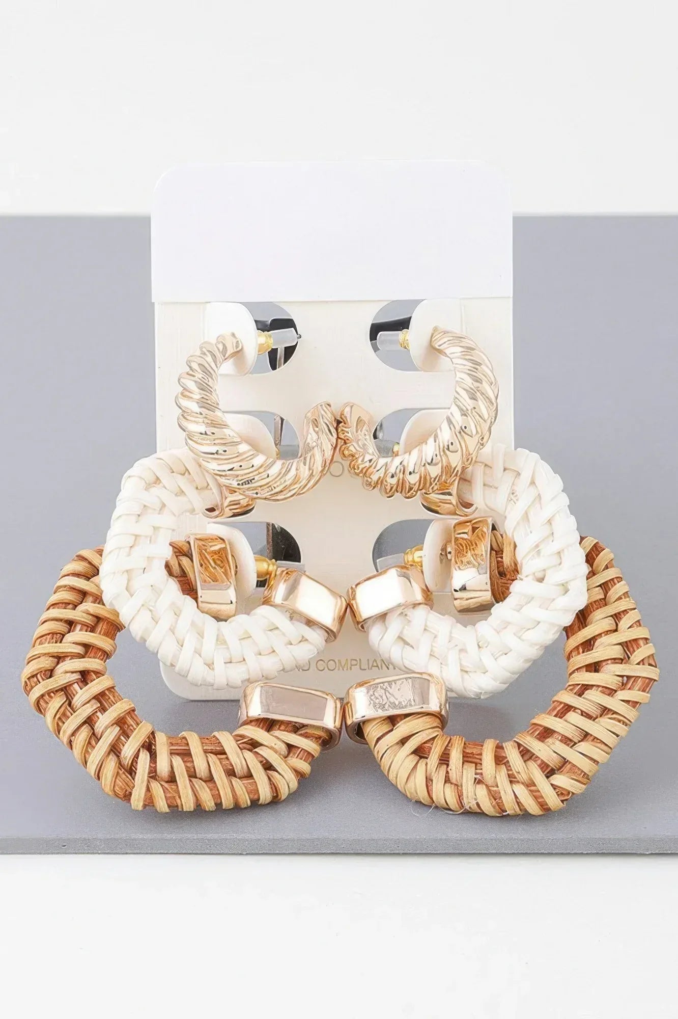 Multi Geometric Weaved Hoop Earrings Set | Mixtshop LLC Main image