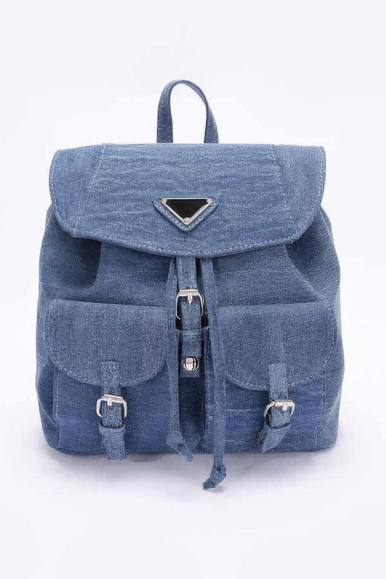 Denim Double Pocket Front Backpack | Mixtshop LLC