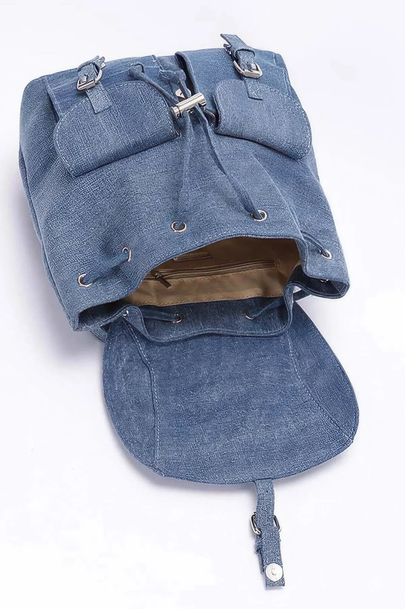 Denim Double Pocket Front Backpack | Mixtshop LLC