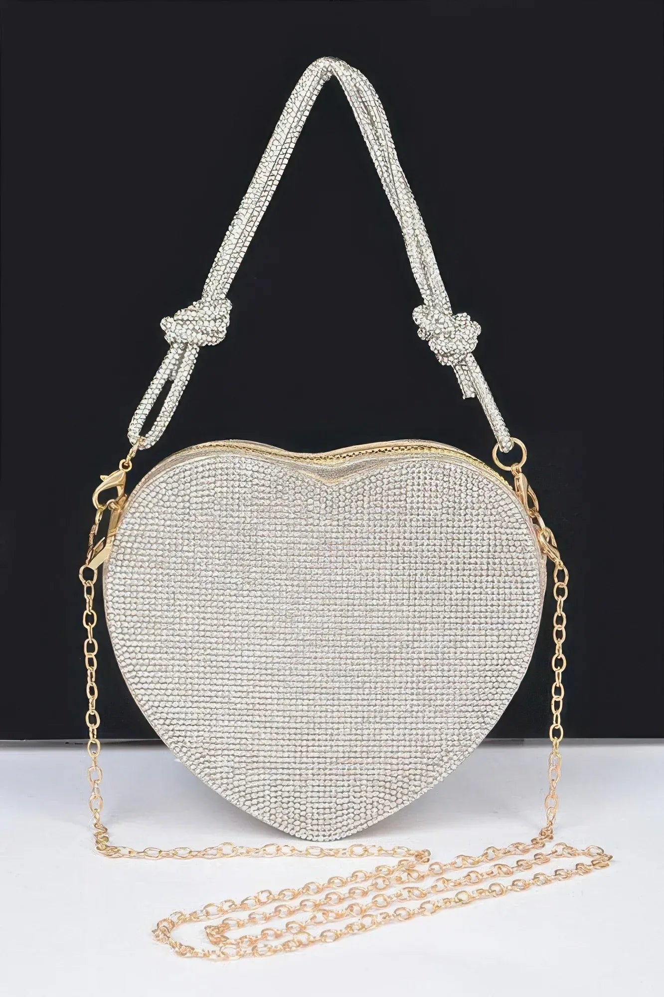 Rhinestone Heart Shape Clutch | Mixtshop LLC Main image