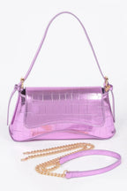 Croc Embossed Mirror Metallic Shoulder Bag | Mixtshop LLC