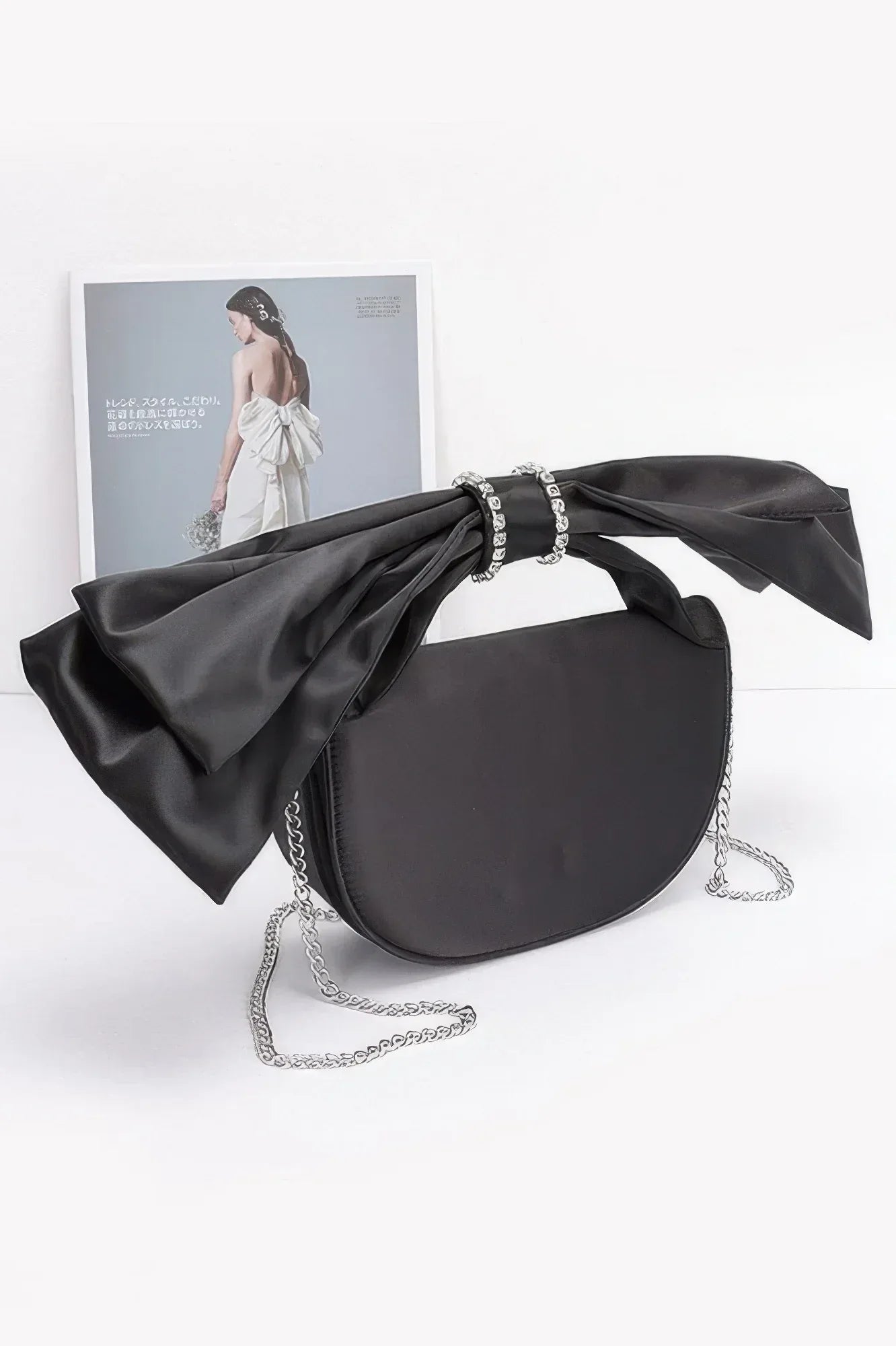 Oversized Bow Handle Satin Crossbody Bag | Mixtshop LLC
