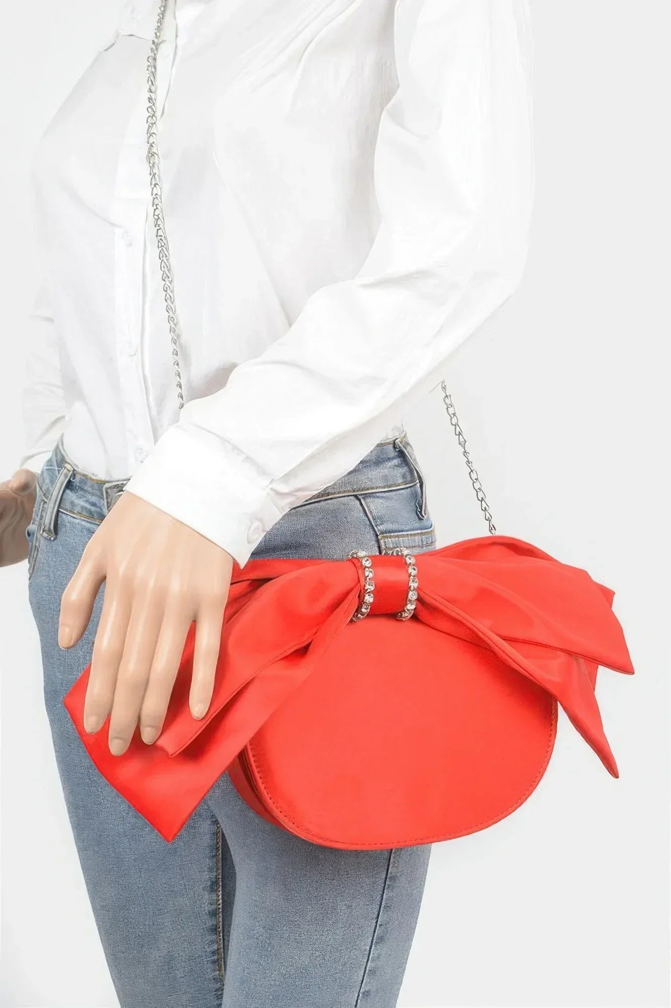 Oversized Bow Handle Satin Crossbody Bag | Mixtshop LLC