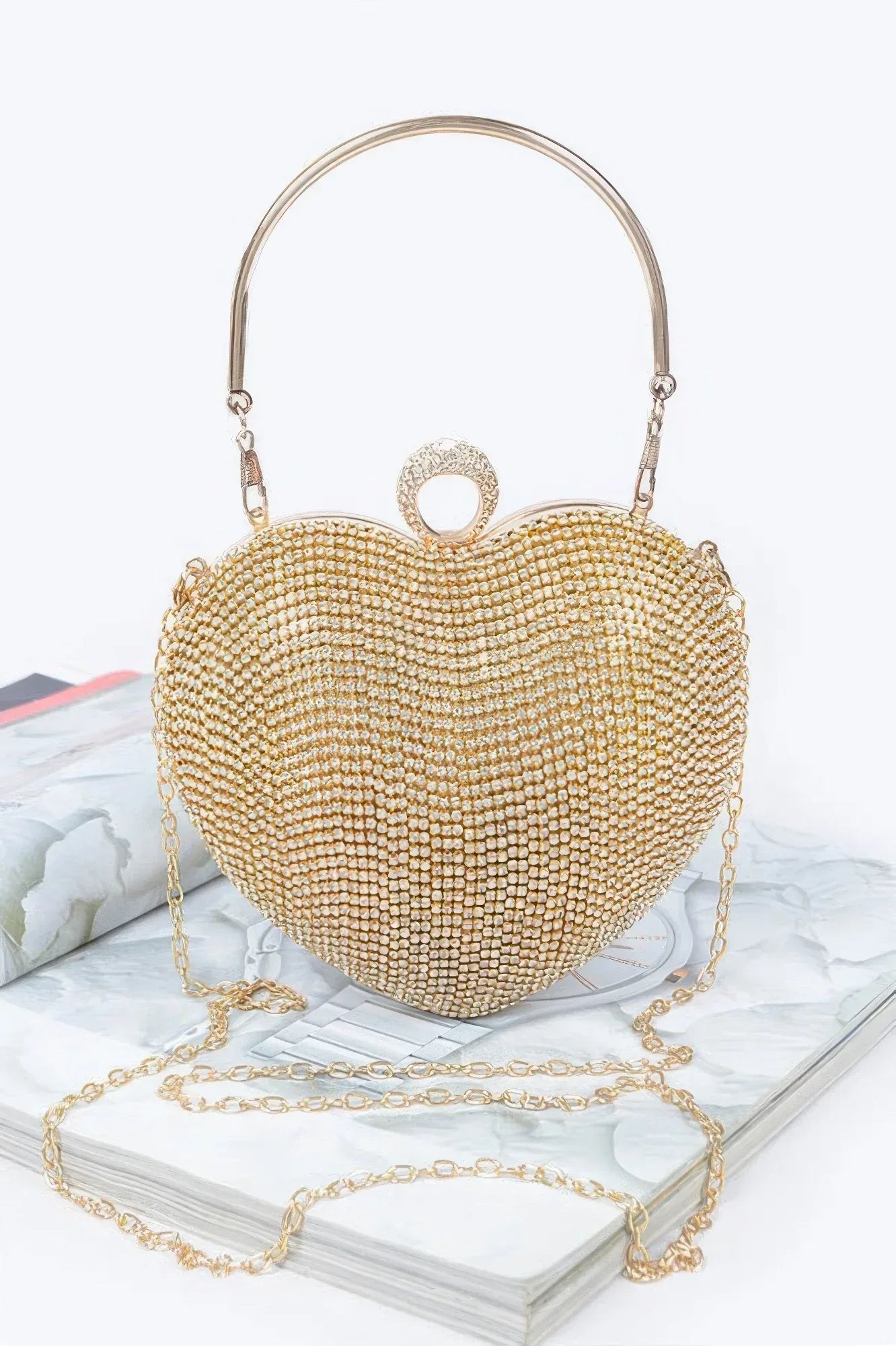 Rhinestone Heart Shape Party Clutch | Mixtshop LLC Main image