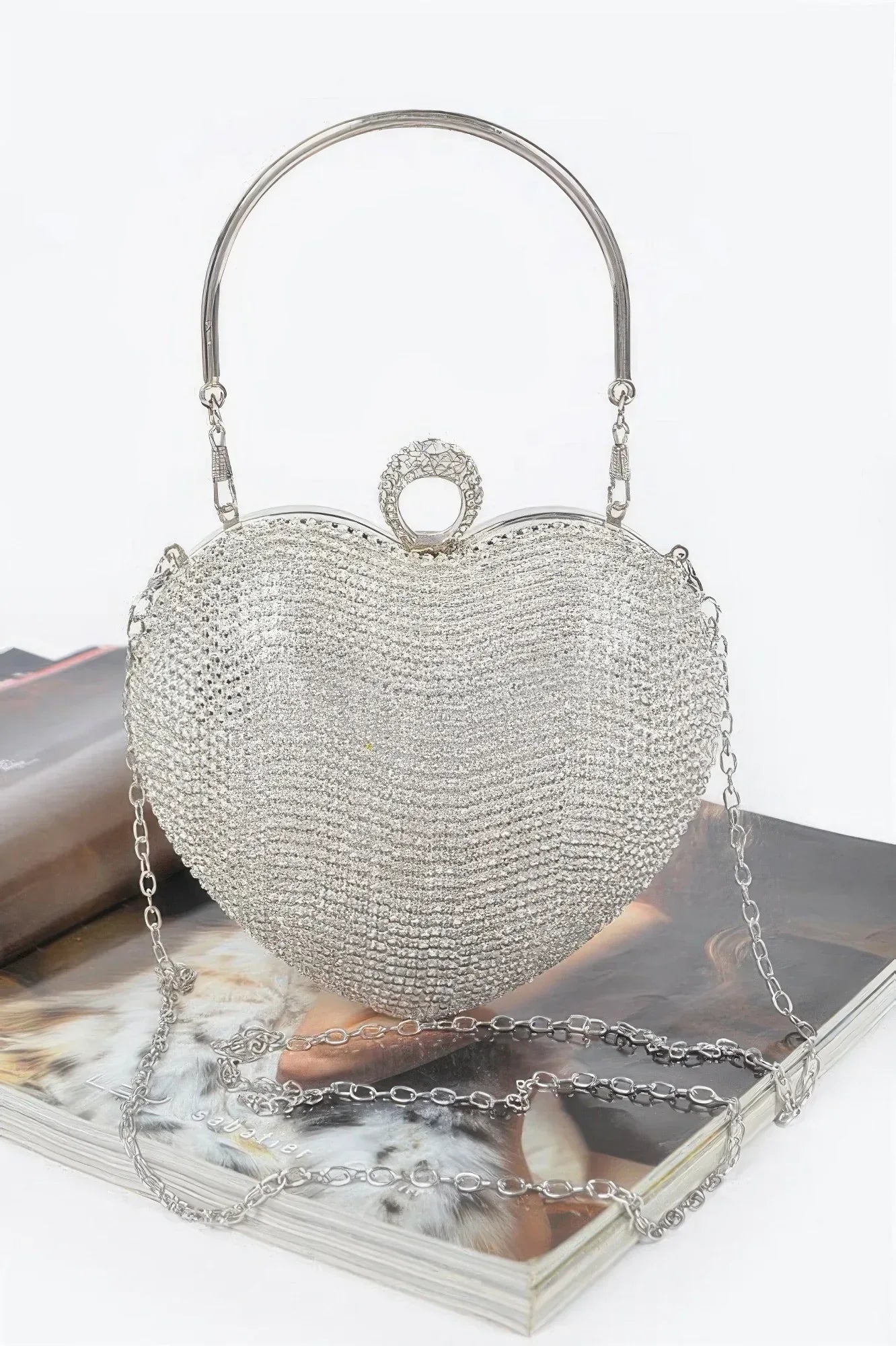 Rhinestone Heart Shape Party Clutch | Mixtshop LLC