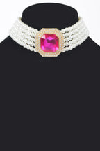 Multi Faux Pearl Chain Stone Choker | Mixtshop LLC
