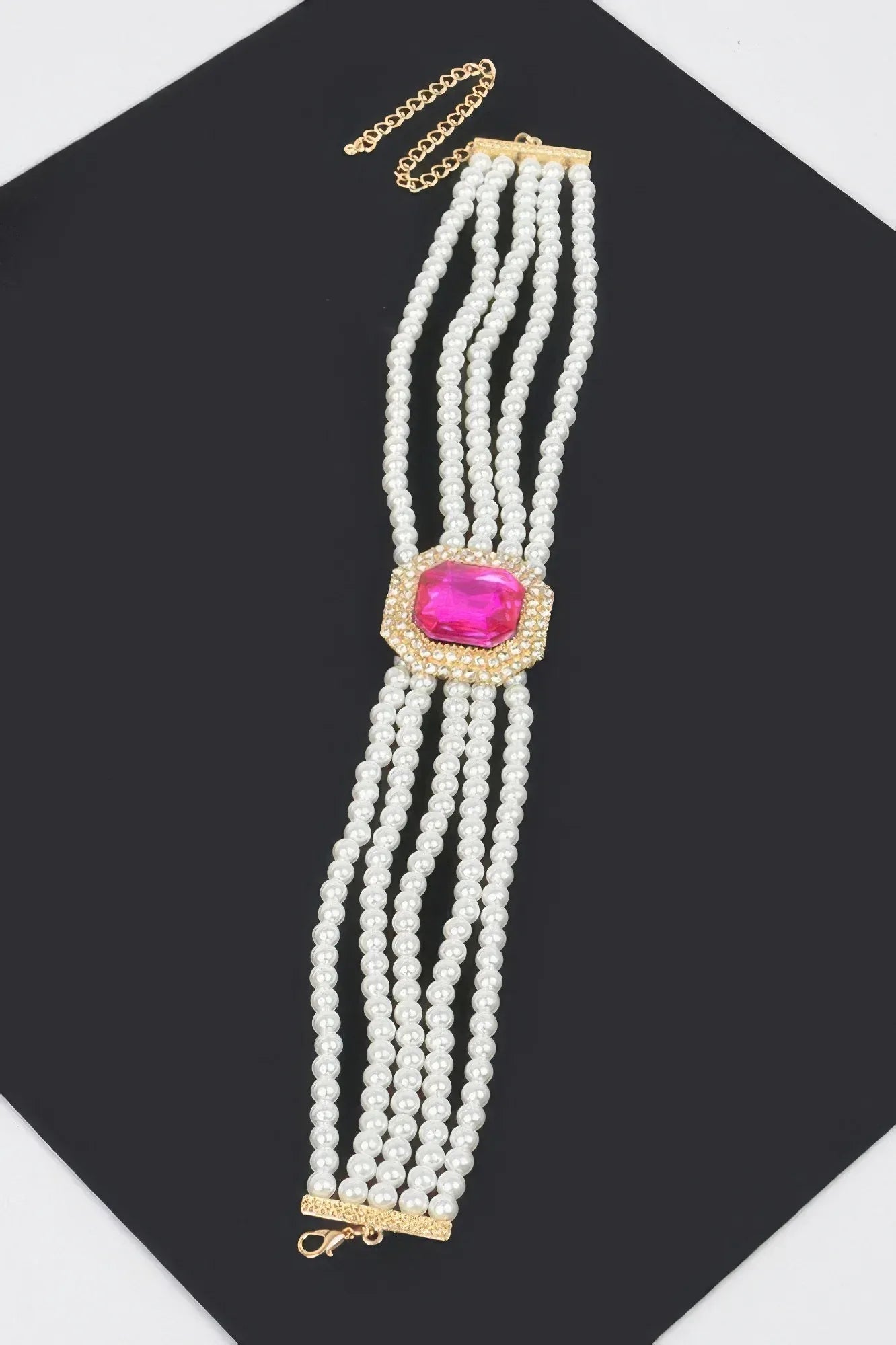 Multi Faux Pearl Chain Stone Choker | Mixtshop LLC