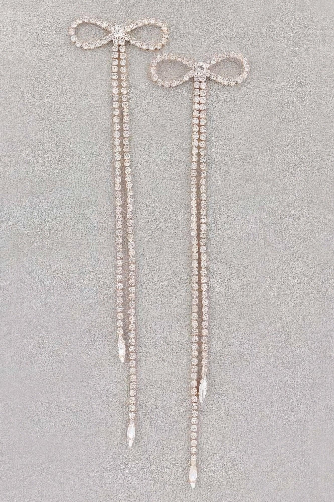 Rhinestone Bow Fringe Earring | Mixtshop LLC