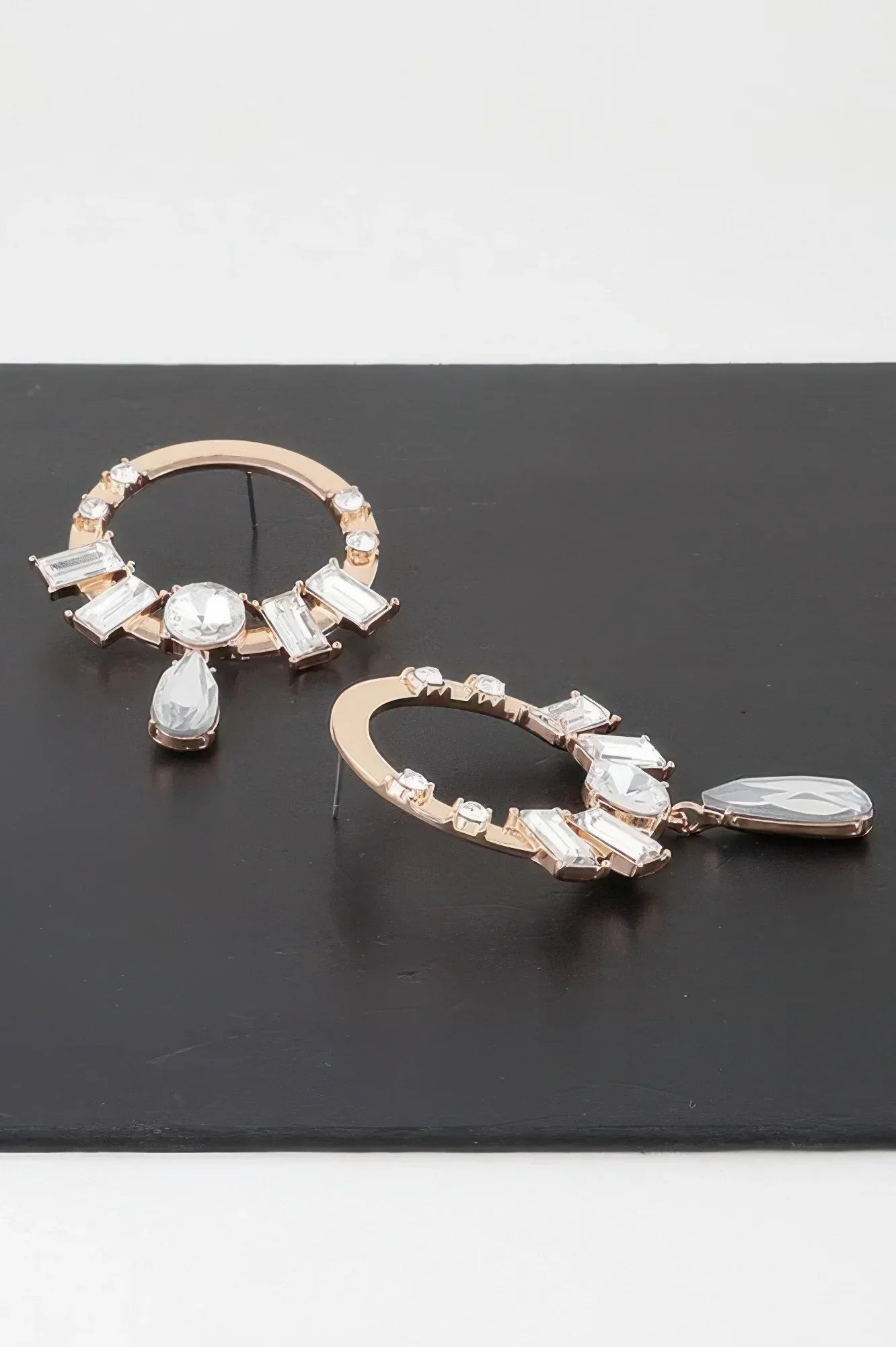 Crystal Jewel Rim Drop Earrings Secondary image