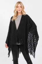 Diamond Pattern Tassel Knit Ruana | Mixtshop LLC