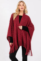 Diamond Pattern Tassel Knit Ruana | Mixtshop LLC
