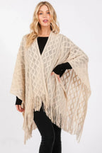 Diamond Pattern Tassel Knit Ruana | Mixtshop LLC