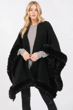 Faux Fur Trim Cape With Closure | Mixtshop LLC