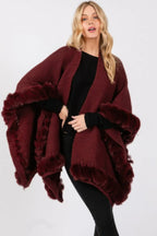 Faux Fur Trim Cape With Closure | Mixtshop LLC