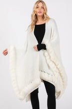 Faux Fur Trim Cape With Closure | Mixtshop LLC