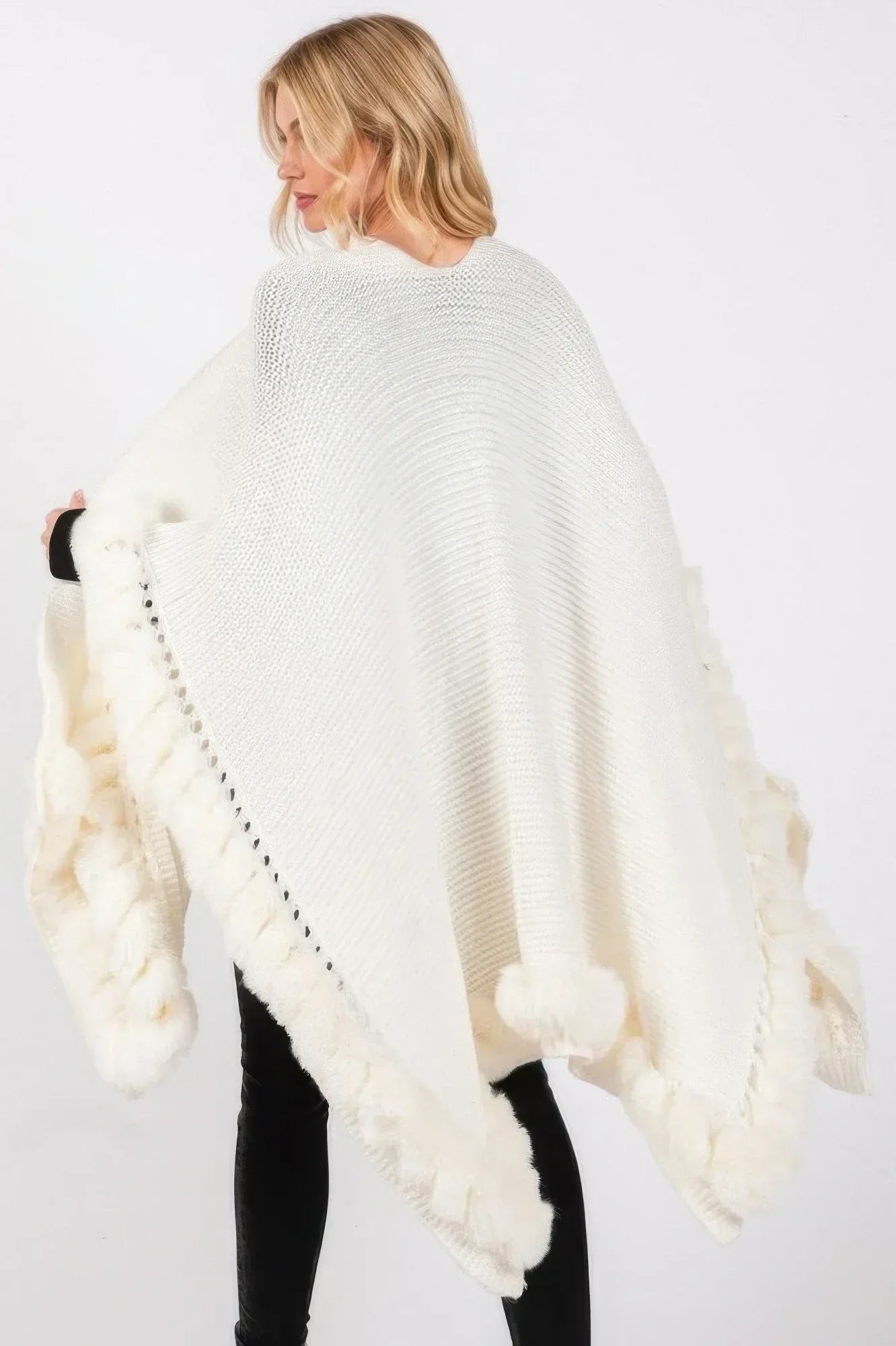 Faux Fur Trim Cape With Closure | Mixtshop LLC