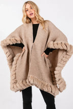 Faux Fur Trim Cape With Closure | Mixtshop LLC