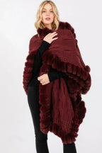 Faux Fur Collar And Trim Cape With Closure | Mixtshop LLC