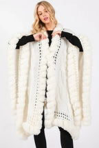 Faux Fur Collar And Trim Cape With Closure | Mixtshop LLC