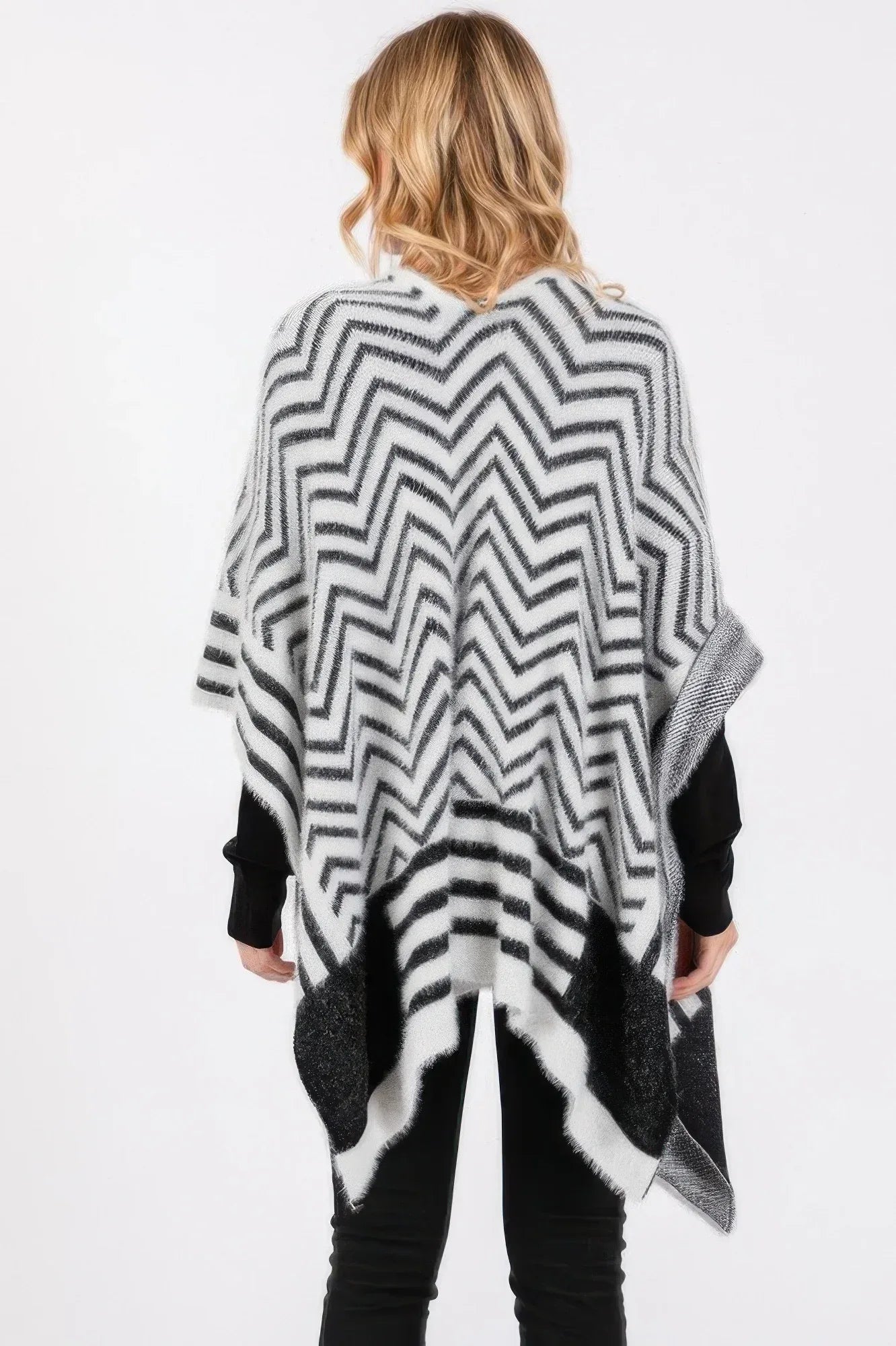 Fuzzy Chevron Pattern Ruana | Mixtshop LLC