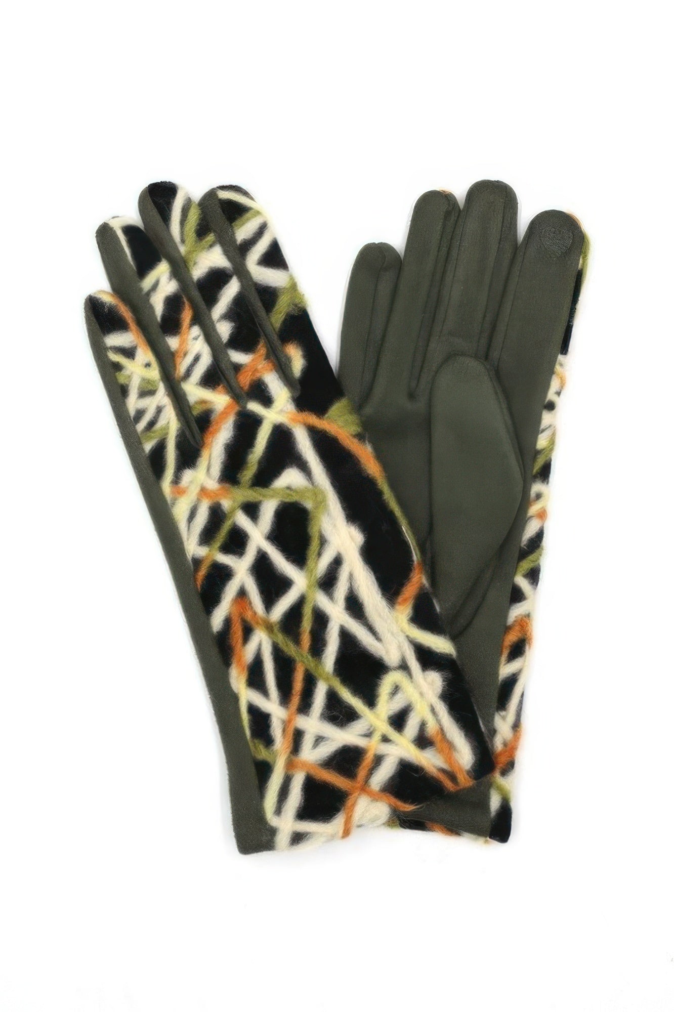 Geometric Multicolor Embroidered Smart Touchgloves Secondary image
