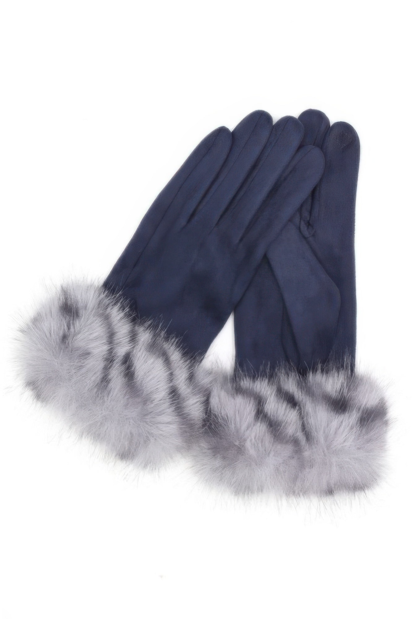 Mixed Color Faux Fur Smart Touch Gloves Secondary image