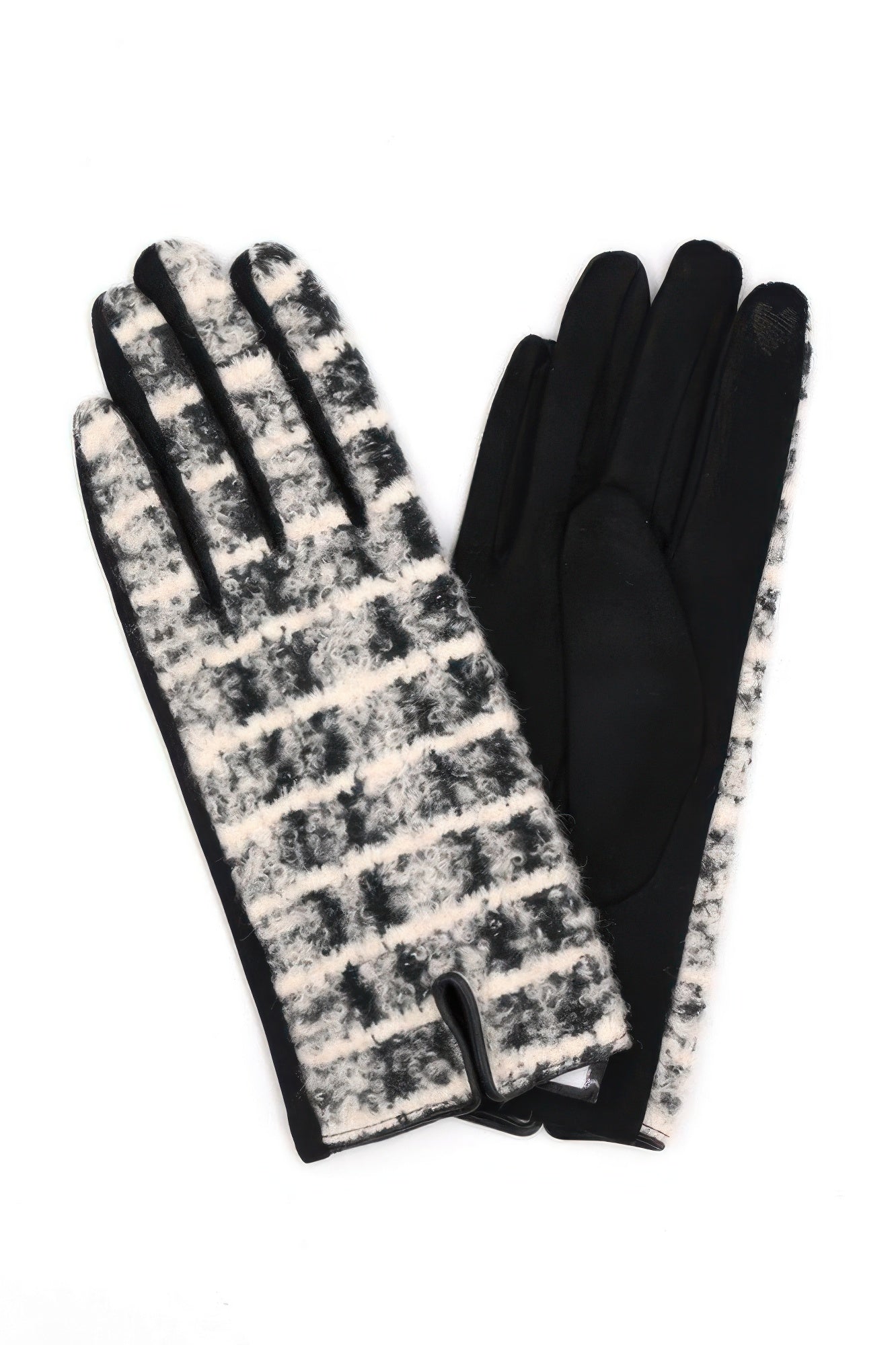 Fuzzy Check Plaid Smart Touch Gloves Secondary image