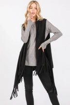 Embossed Dotted Line Tassel Knit Vest | Mixtshop LLC