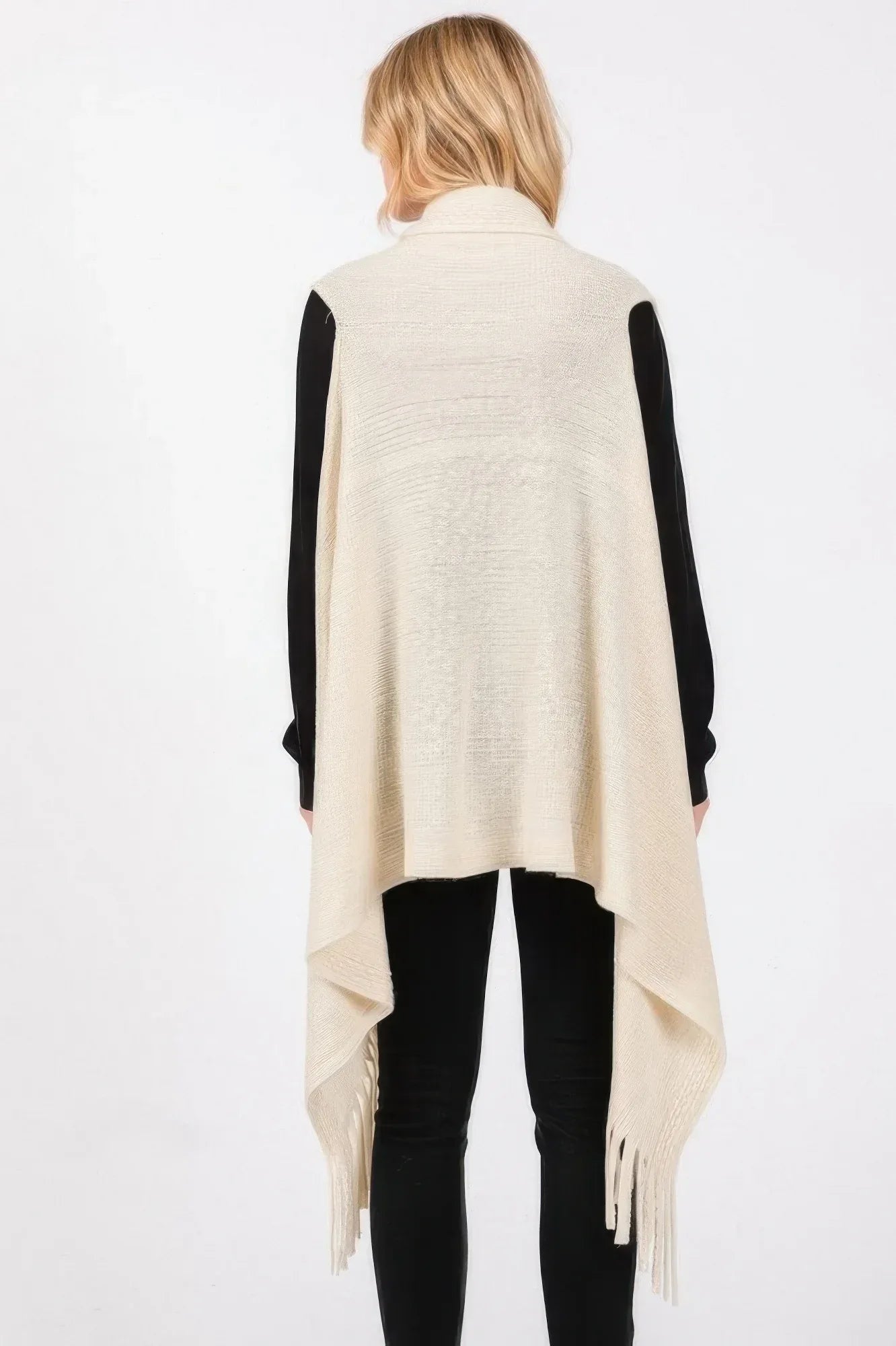 Embossed Dotted Line Tassel Knit Vest | Mixtshop LLC