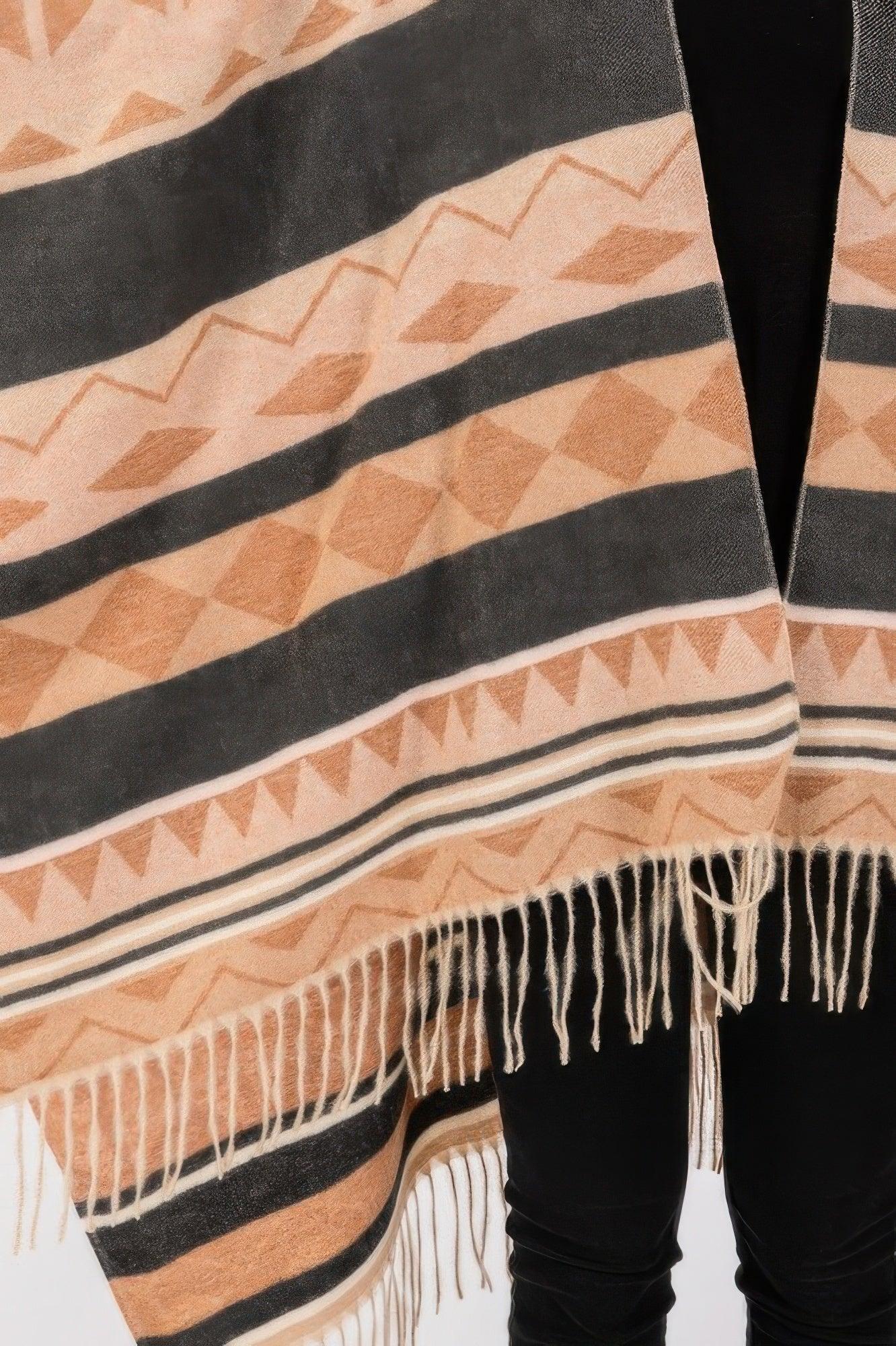 Aztec Pattern Fringe Ruana | Mixtshop LLC