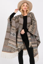 Aztec Pattern Fringe Ruana | Mixtshop LLC