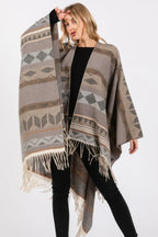 Aztec Pattern Fringe Ruana | Mixtshop LLC