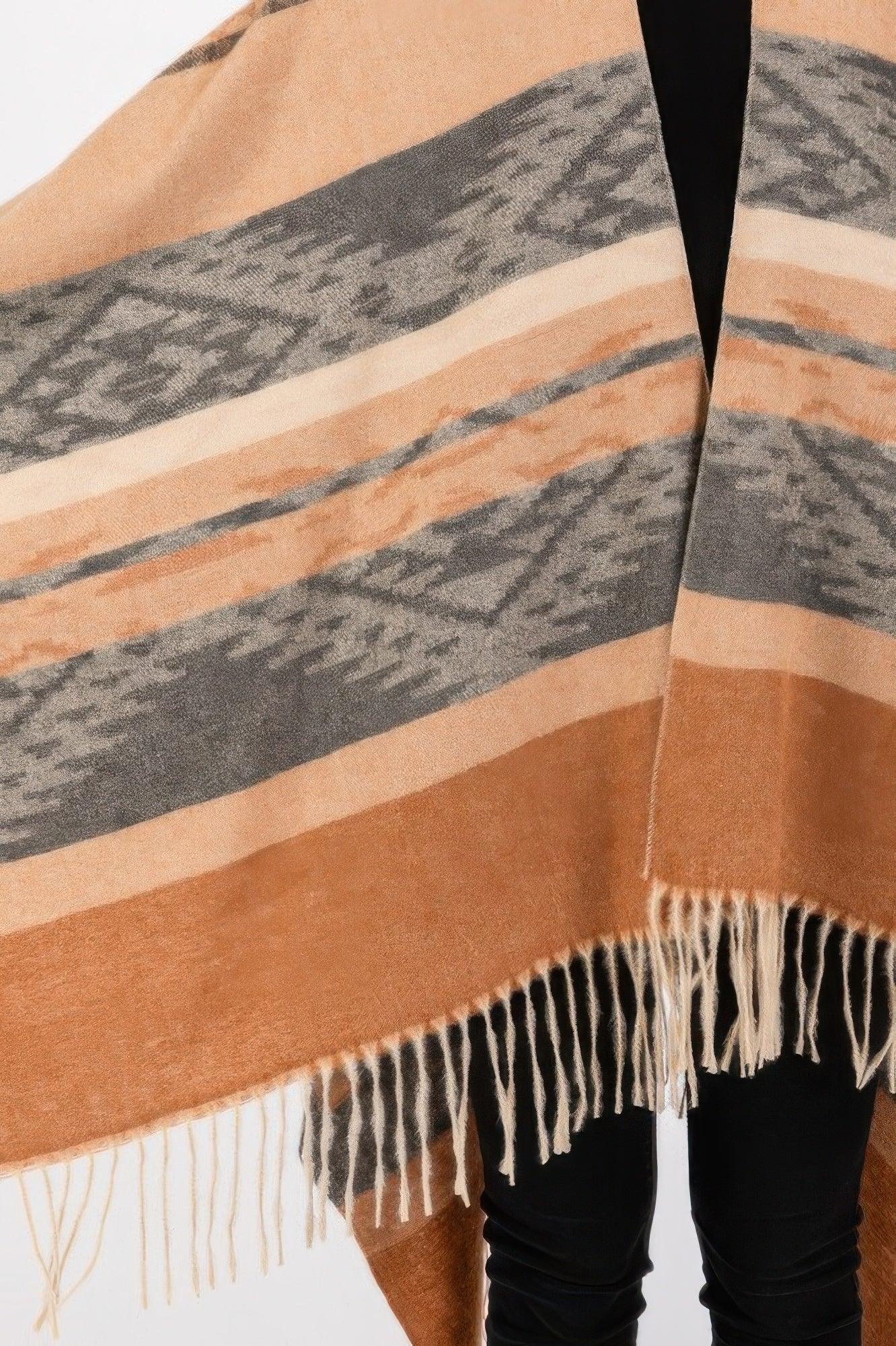 Aztec Pattern Fringe Ruana | Mixtshop LLC
