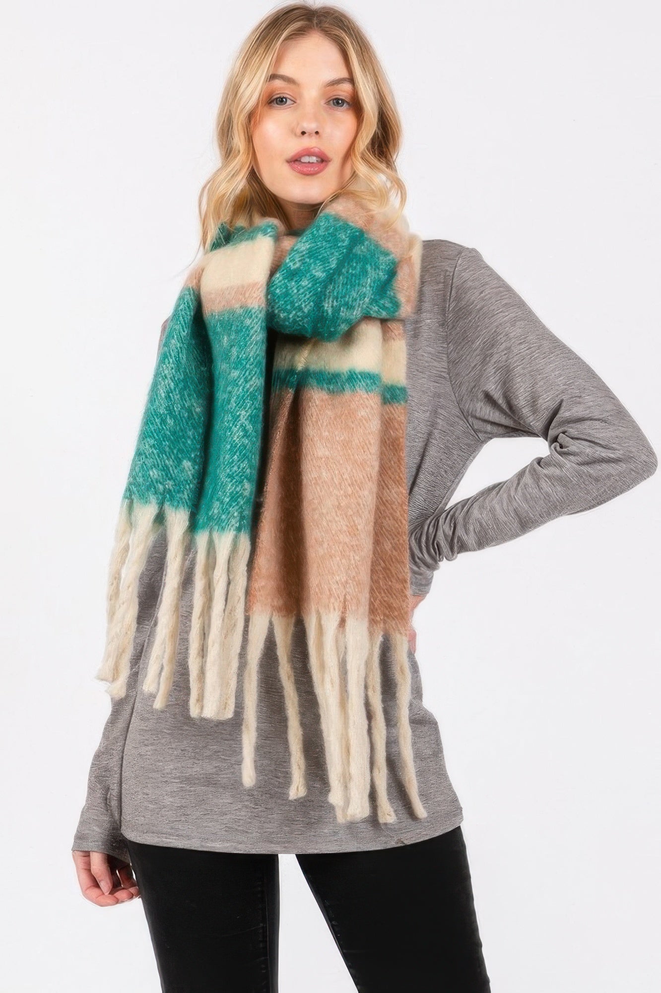 Brushed Multi Color Stripe Scarf Secondary image
