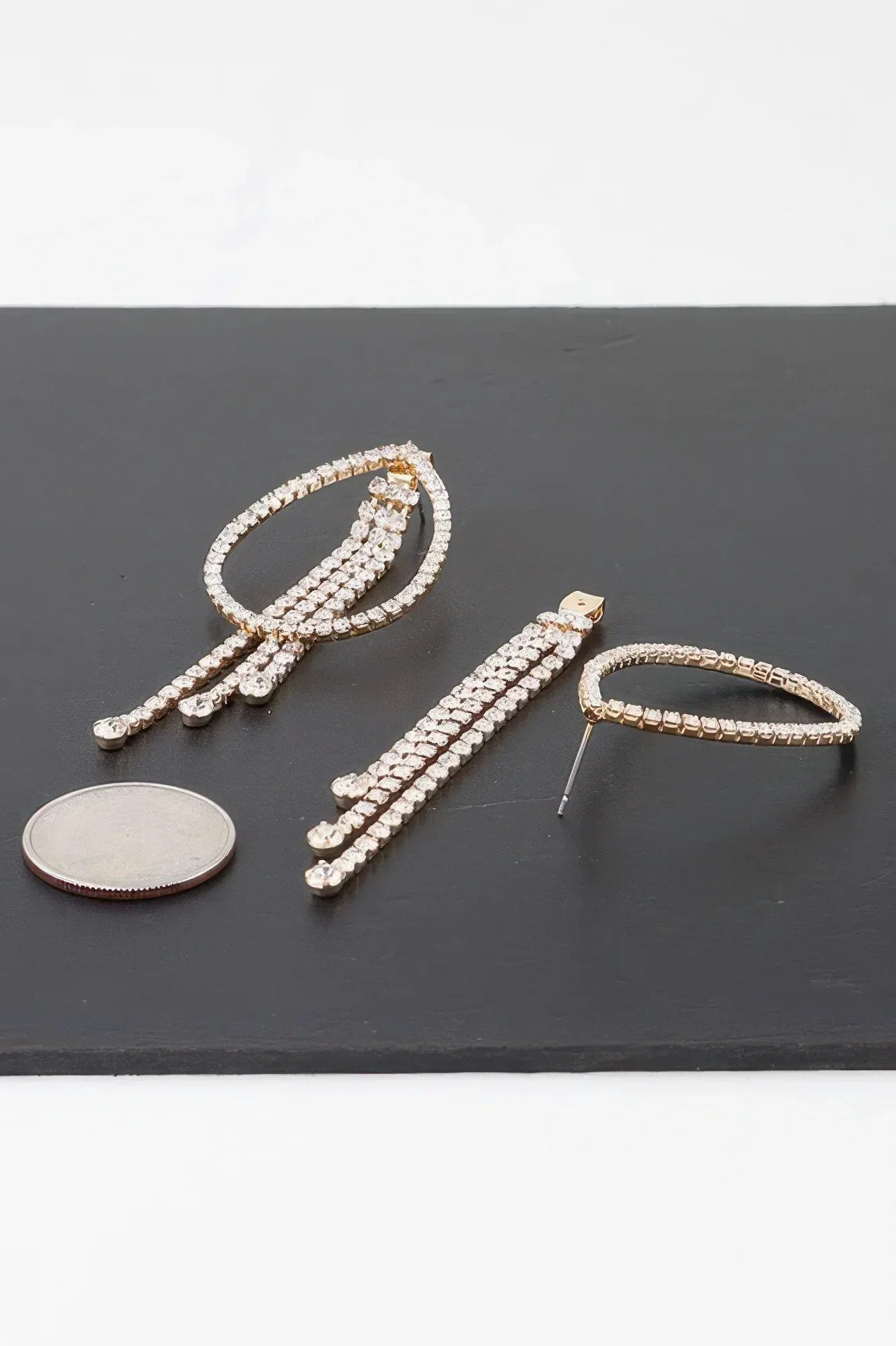 Rhinestone Teardrop Curtain Earrings | Mixtshop LLC