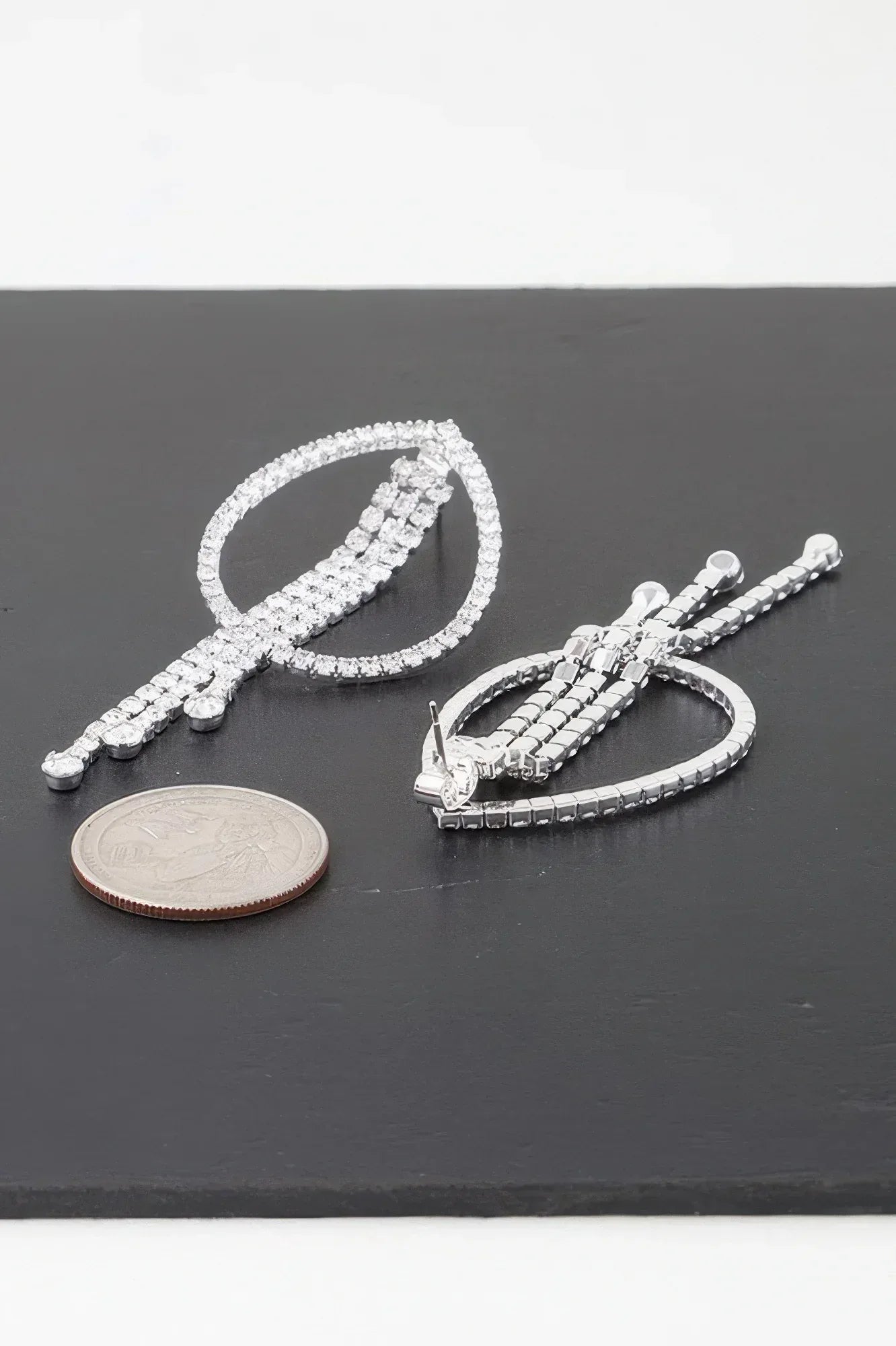Rhinestone Teardrop Curtain Earrings | Mixtshop LLC