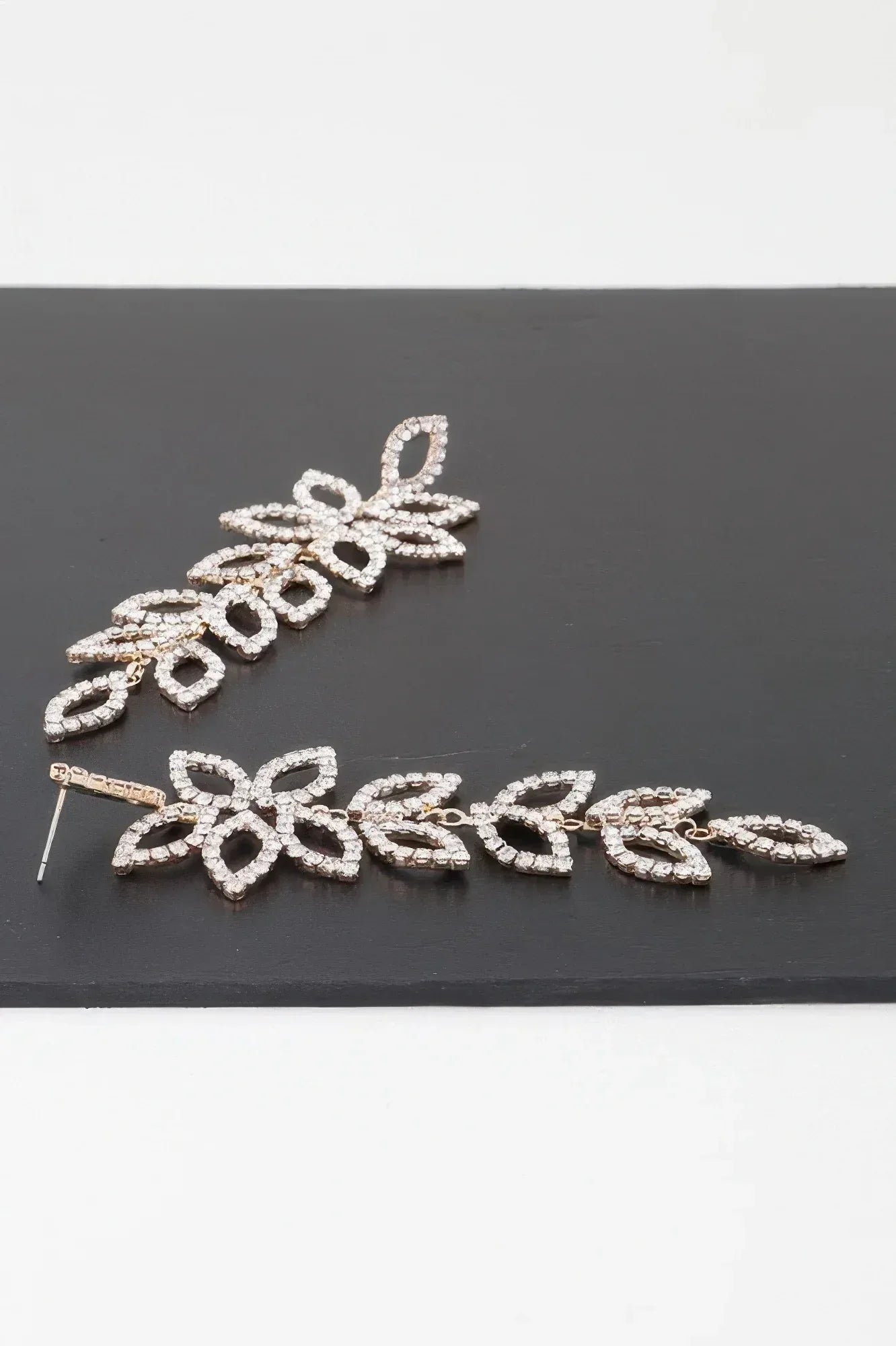 Bejeweled Flower Petal Drop Earrings Secondary image