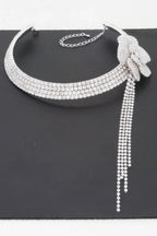 Rhinestone Flower Choker Necklace | Mixtshop LLC