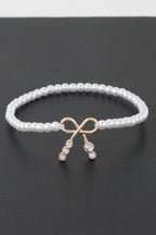 Faux Pearl Bow Rhinestone Bracelet | Mixtshop LLC