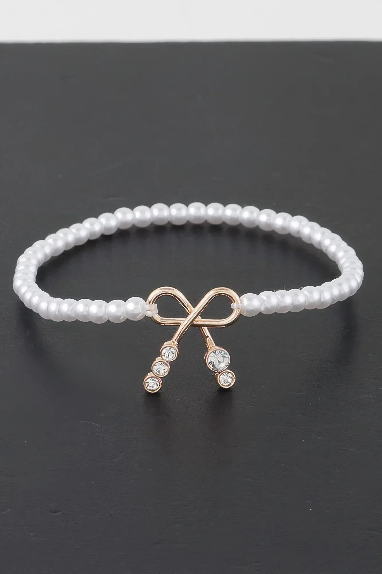Faux Pearl Bow Rhinestone Bracelet | Mixtshop LLC