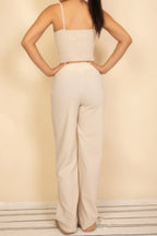 Spaghetti Strap Bralette Top & Wide Leg Pants Set | Mixtshop LLC