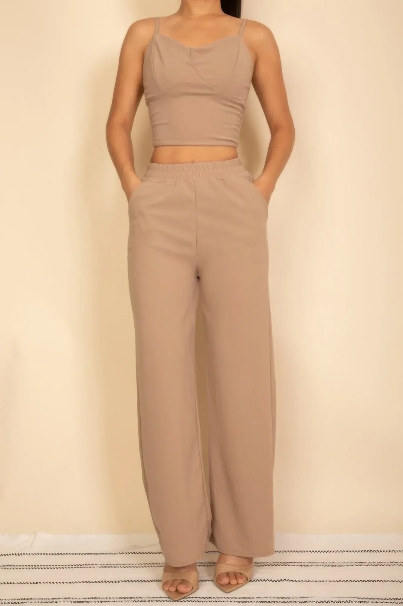 Spaghetti Strap Bralette Top & Wide Leg Pants Set | Mixtshop LLC