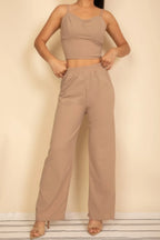 Spaghetti Strap Bralette Top & Wide Leg Pants Set | Mixtshop LLC