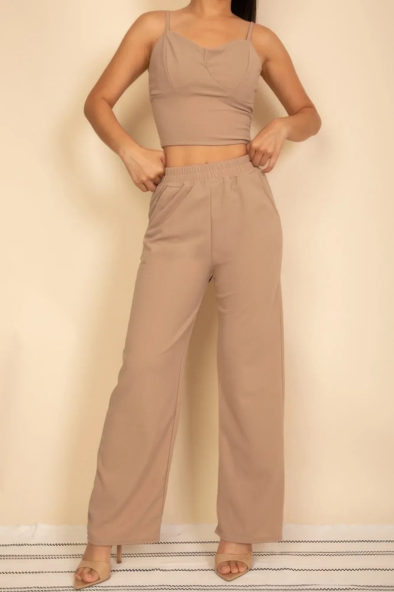 Spaghetti Strap Bralette Top & Wide Leg Pants Set | Mixtshop LLC