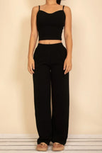 Spaghetti Strap Bralette Top & Wide Leg Pants Set | Mixtshop LLC